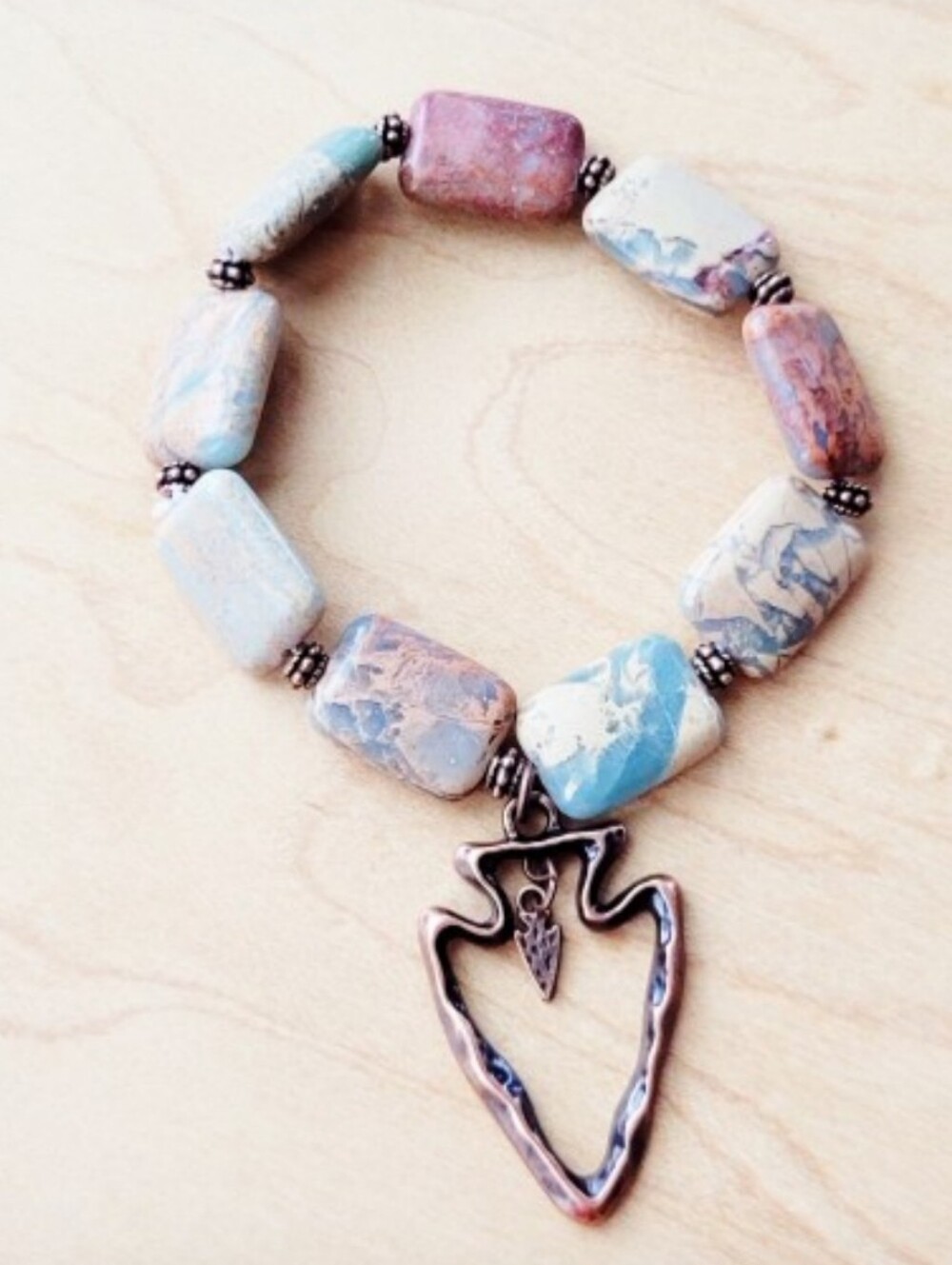 PB #18 New Aqua Terra Stretch Bracelet Copper Arrowhead